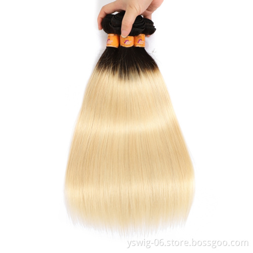 Raw Unprocessed remy blonde ombre dark roots human hair, grade 10a 1B/613 straight virgin hair
